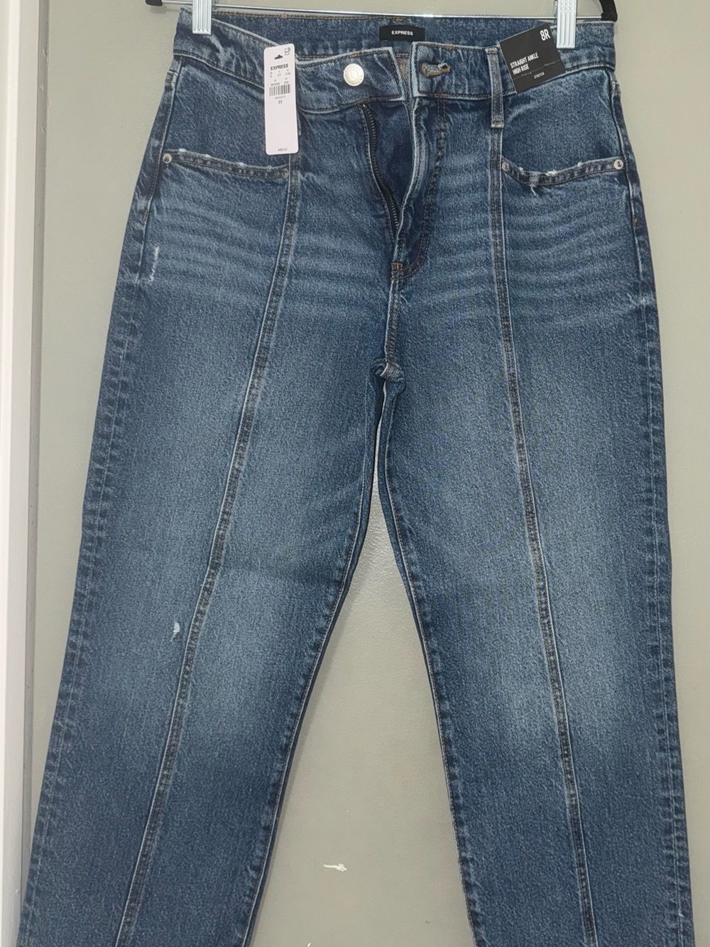 Express High-Rise Straight Jeans in Indigo Wash